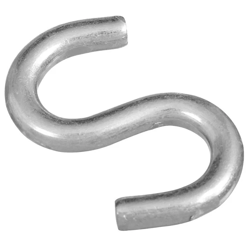 National Hardware N273-425 S-Hook, 2 in, 125 lb Working Load, 0.262 in Dia Wire, Steel, Zinc, 9/16 in Opening Size (Pack of 50)