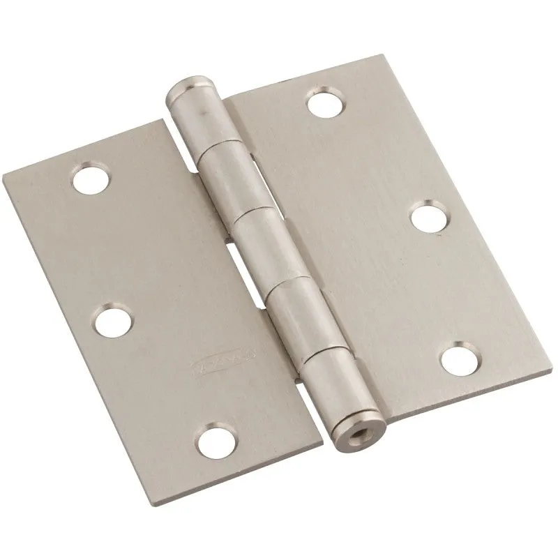 National Hardware N830-326 Square Corner Door Hinge, Cold Rolled Steel, Satin Nickel, Full-Mortise Mounting