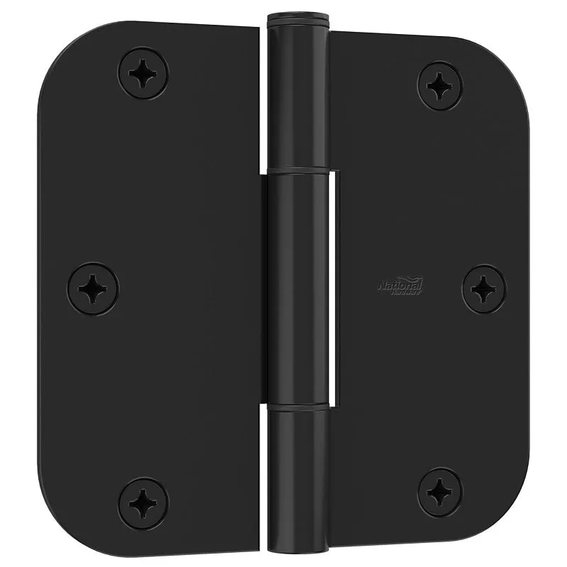National Hardware Squeak Guard Series N830-447 Door Hinge, 5/8 in Corner Radius, Matte Black, 3/CD