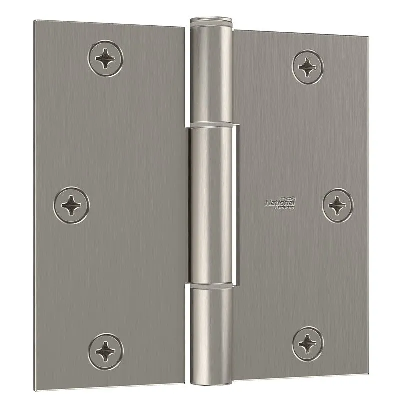 National Hardware Squeak Guard Series N830-448 Door Hinge, 3-1/2 in H Frame Leaf, 3/32 in Thick Frame Leaf, Steel, 50 lb