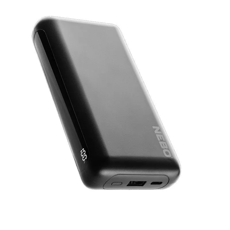 Nebo NEB-PBK-0014 Portable Power Bank, 20,000 mAh, Lithium-Ion, 1 (Input), 2 (Output)-USB Port, Black (Pack of 4)