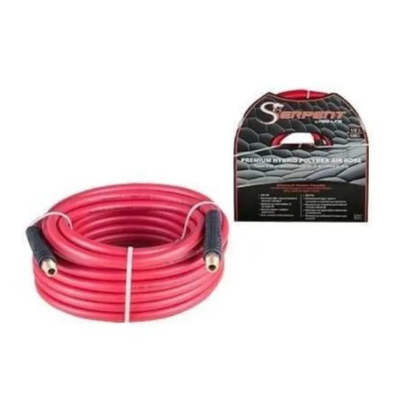 New Line A1430025-69 Red Low-Temp Serpent Air Hose with Crimped Male NPT & Bend Restrictors