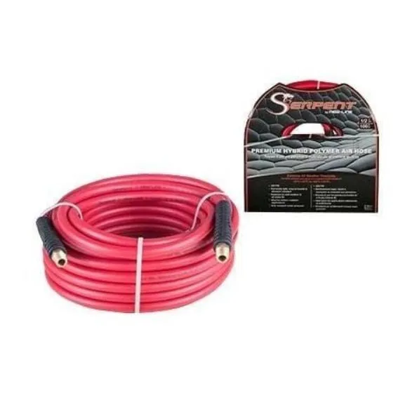 New Line A1430038X50 Red Low-Temp Serpent Air Hose with Crimped Male NPT & Bend Restrictors