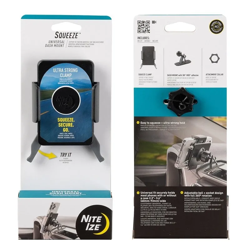 Nite Ize Squeeze Series SUDK-01-R8 Universal Dash Mount, Dash Mounting