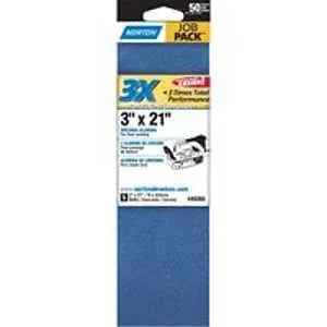 Norton 49265 Sanding Belt, 3 in W, 21 in L, Zirconia Aluminum Abrasive, 50 Grit, Coarse