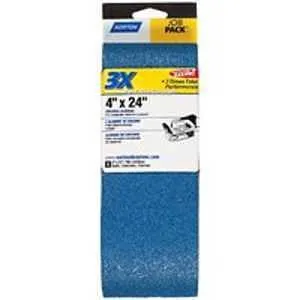 Norton 49276 Sanding Belt, 4 in W, 24 in L, Zirconia Aluminum Abrasive, 80 Grit, Medium