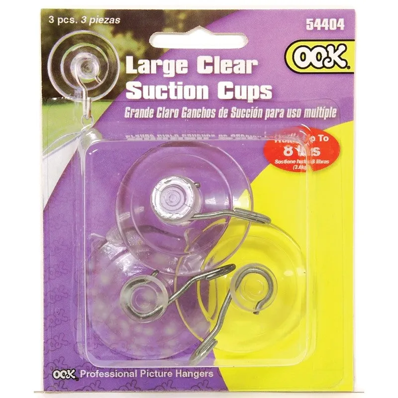 OOK 54404 Suction Cup, Plastic Base, Clear Base, 5 lb Working Load (Pack of 6)