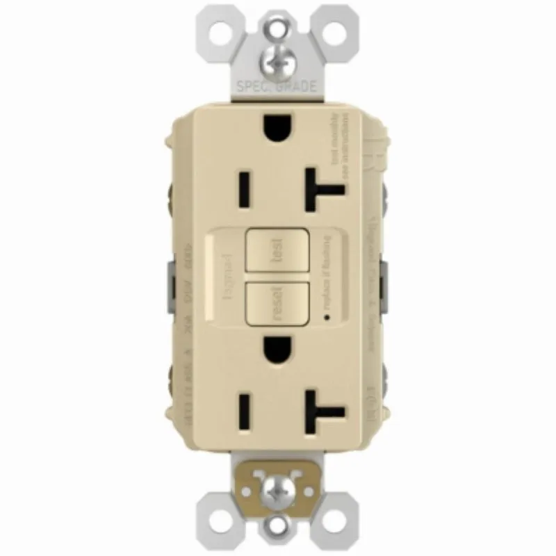 Pass & Seymour radiant Series 2097TRICCD4 GFCI Duplex Receptacle, Nylon, Ivory, 2-Pole, 20 A, 125 VAC, NEMA: 5-20R