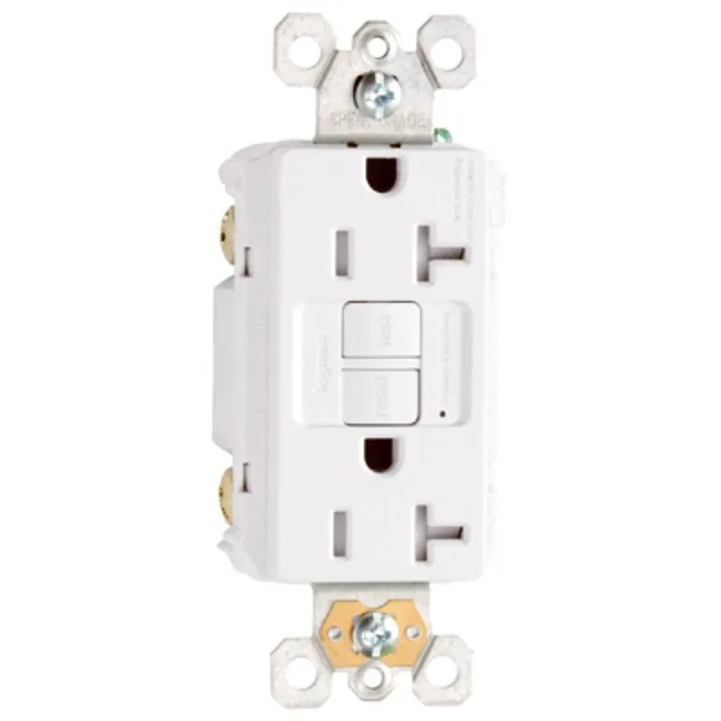 Pass & Seymour radiant Series 2097TRWCCD12 GFCI Duplex Receptacle, Nylon, White, 2-Pole, 20 A, 125 VAC, NEMA: 5-20R