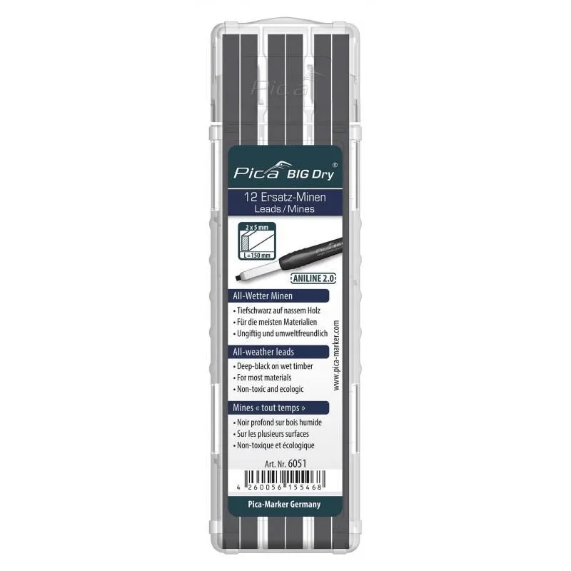Pica Big Dry 6051 Aniline 2.0 Lead Refill 12 Pack
