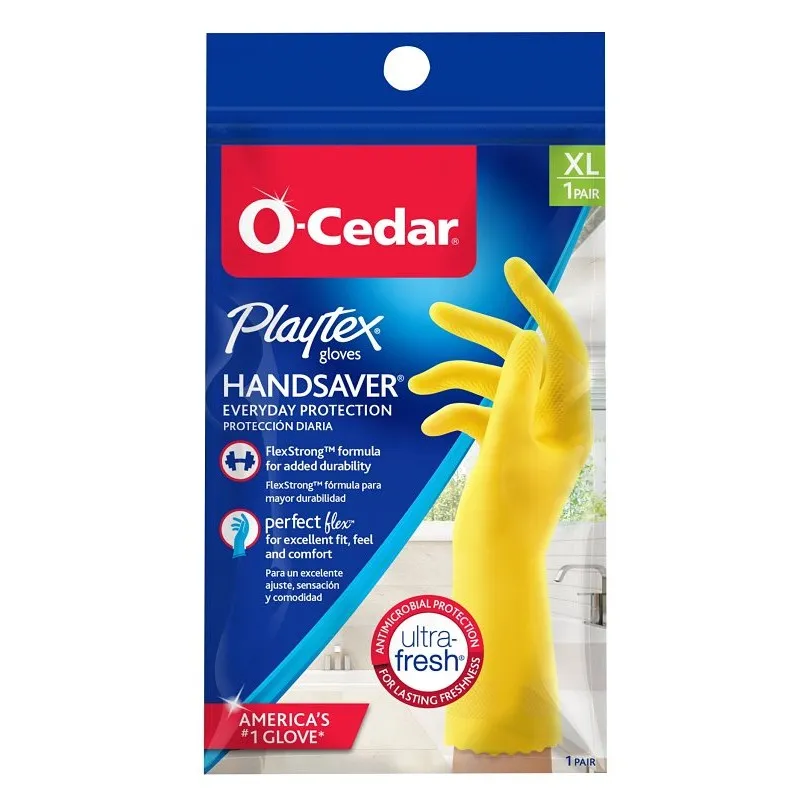 Playtex HandSaver 163670 Reusable Gloves, XL, Latex/Neoprene/Nitrile, Yellow (Pack of 6)