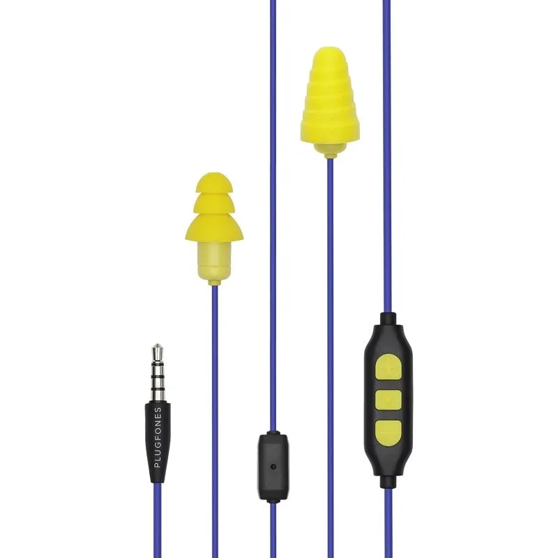 Plugfones Guardian Plus PGP-UY Earphones, 23/26 dB SPL, Blue/Yellow