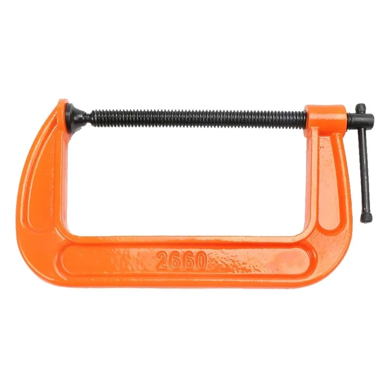Pony 2660 Classic C-Clamp, 1000 lb Clamping, 6 in Max Opening Size, 3-1/2 in D Throat, Ductile Iron Body, Orange Body