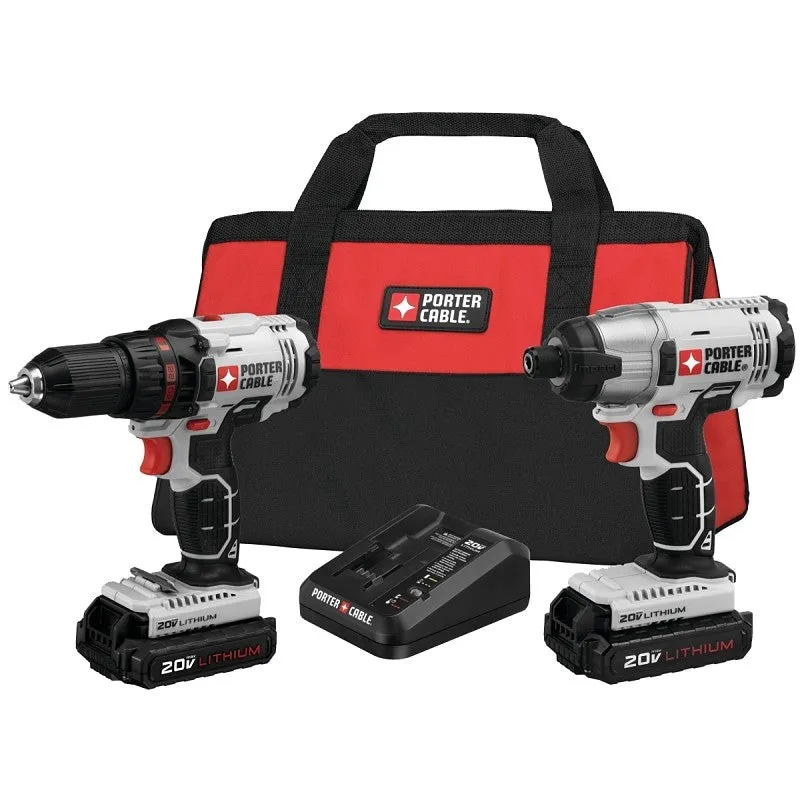 Porter-Cable PCCK604L2 Combination Tool Kit, Battery Included, 1.3 Ah, 20 V, Lithium-Ion