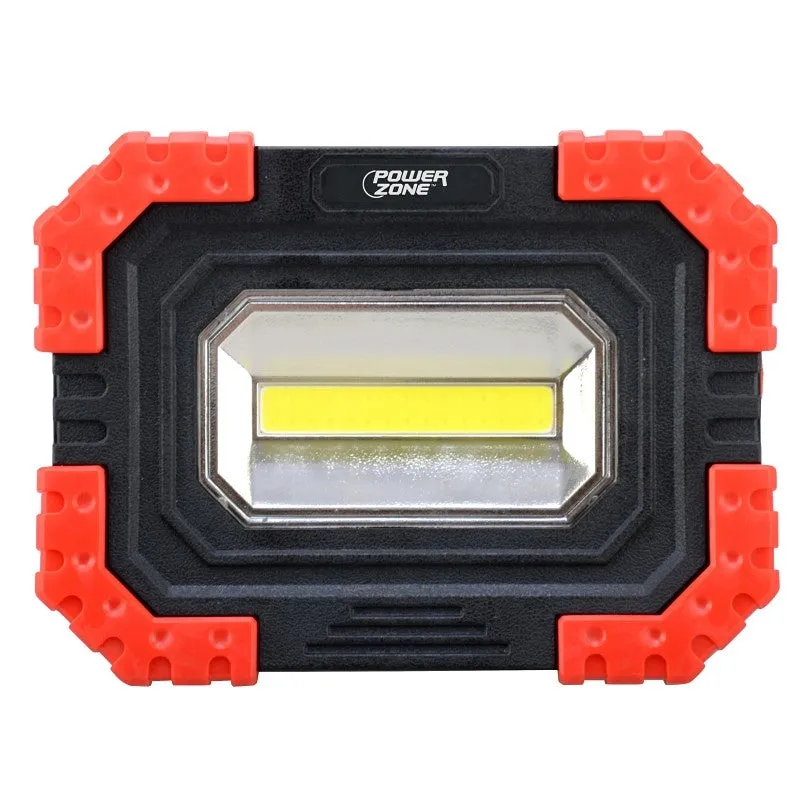 PowerZone 12241 COB Rechargeable Portable Work Light, 1-Lamp, LED Lamp, 1000 Lumens, Black with Yellow