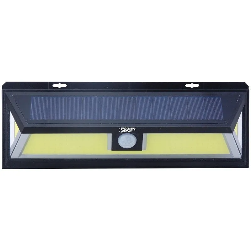 PowerZone 12455 Solar Powered Motion Sensor Wall Light, Lithium Battery, 1-Lamp, COB LED Lamp, ABS/PS Fixture, Black