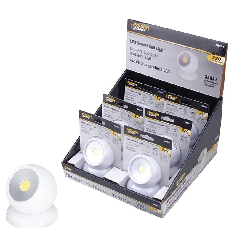 PowerZone 12621 Robot Light, AAA Battery, Alkaline Batteries Battery, LED Lamp, 220 Lumens, White (Pack of 6)