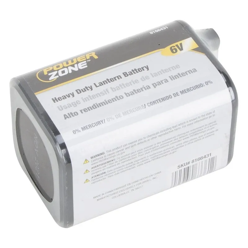 PowerZone 4R25 Heavy-Duty Lantern Battery, 6 V Battery, Zinc, Manganese Dioxide, and Zinc Chloride (Pack of 6)