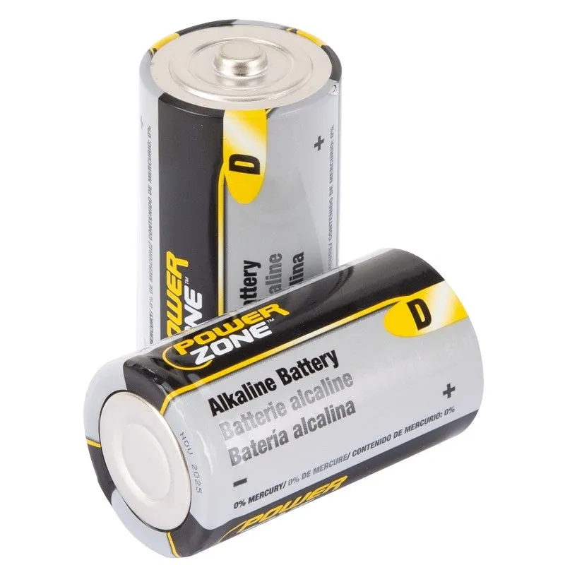 PowerZone LR20-2P-DB Battery, 1.5 V Battery, D Battery, Zinc, Manganese Dioxide, and Potassium Hydroxide (Pack of 8)