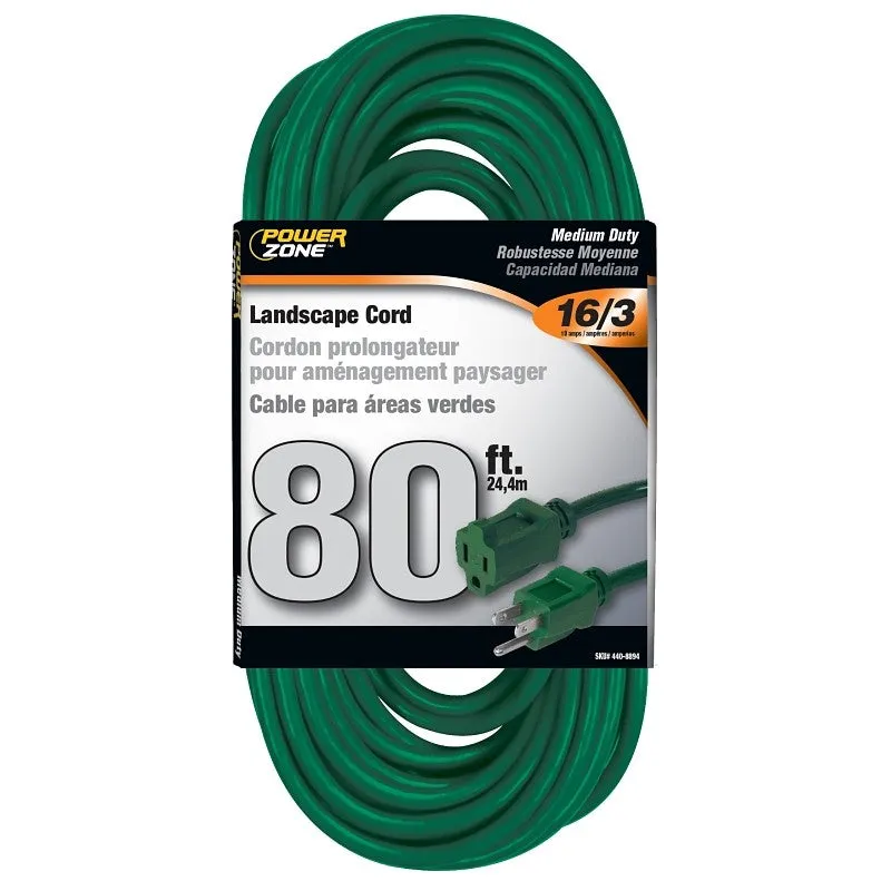 powerzone or880633 extension cord 16 awg cable 80 ft l 125 v green
