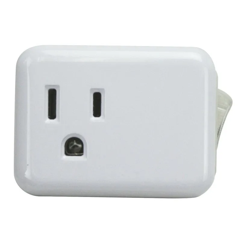 PowerZone ORES001 Outlet Tap with On Off Switch, 1-Outlet, White