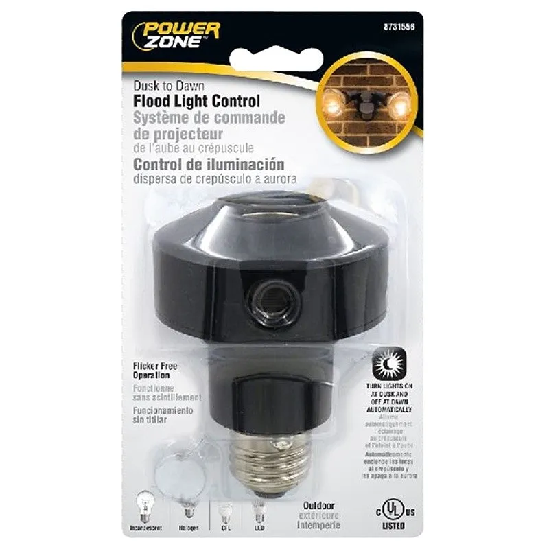 PowerZone ORPCAE302 Photocell Adapter with Par38, 120 V, Gray