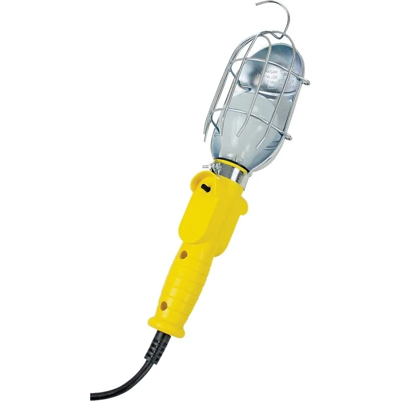 PowerZone ORTL010606 Work Light with Metal Guard and Single Outlet, 12 A, Incandescent Lamp, 6 ft L Cord, Yellow (Pack of 4)