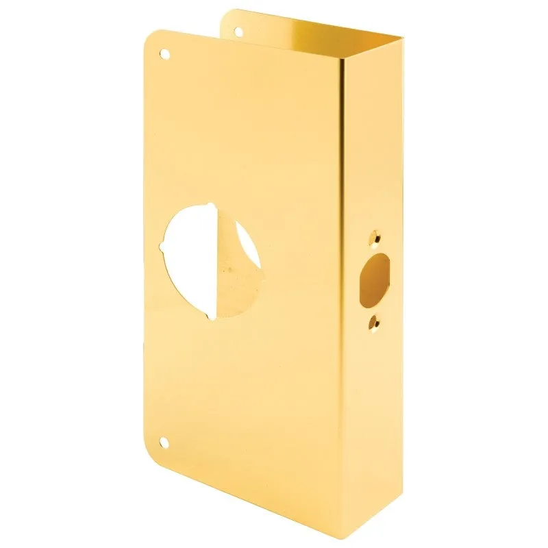 Prime-Line U 9541 Lock and Door Reinforcer, 2-3/8 in Backset, 1-3/4 in Thick Door, Brass, 9 in H, 3-7/8 in W