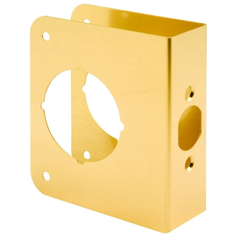 Prime-Line U 9555 Lock and Door Reinforcer, 2-3/8 in Backset, 1-3/8 in Thick Door, Brass, 4-1/2 in H, 3-7/8 in W