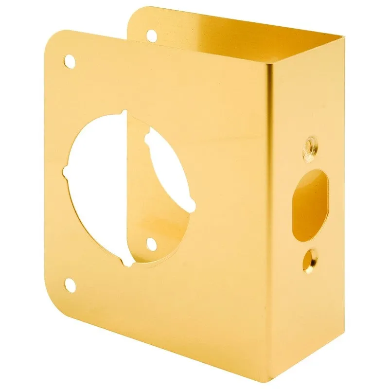 Prime-Line U 9556 Lock and Door Reinforcer, 2-3/8 in Backset, 1-3/4 in Thick Door, Brass, Brass, 4-1/2 in H, 3-7/8 in W