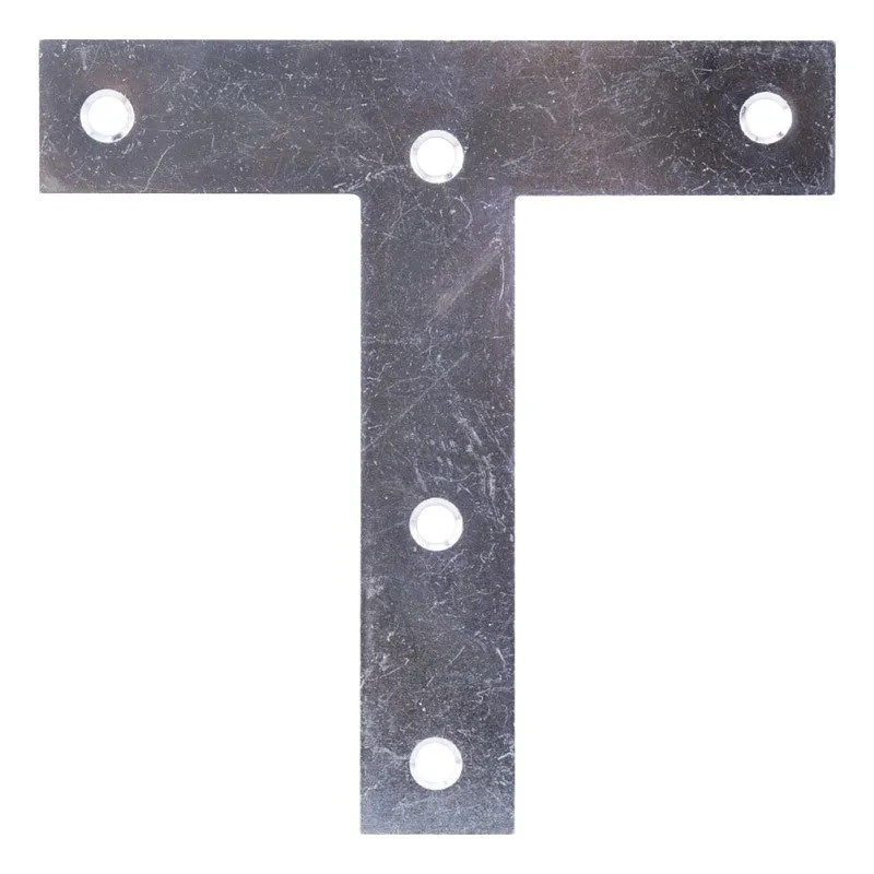 ProSource 22499ZCL3L T-Plate, 5 in L, 5 in W, 2 mm Thick, Steel, Zinc (Pack of 20)