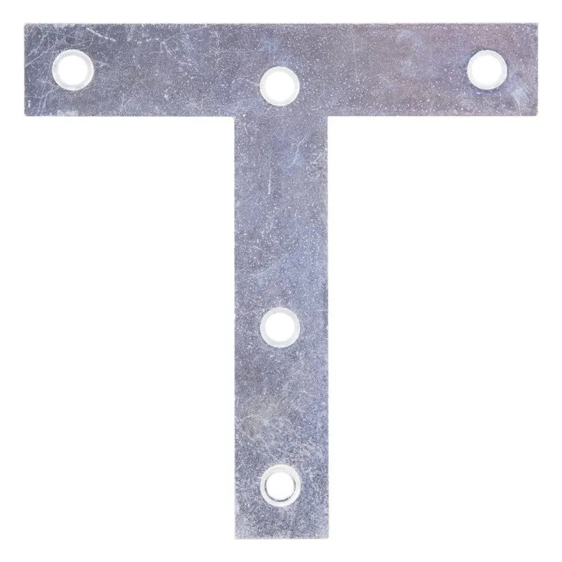 ProSource 22530ZCL T-Plate, 4 in L, 4 in W, 2 mm Thick, Steel, Zinc (Pack of 20)