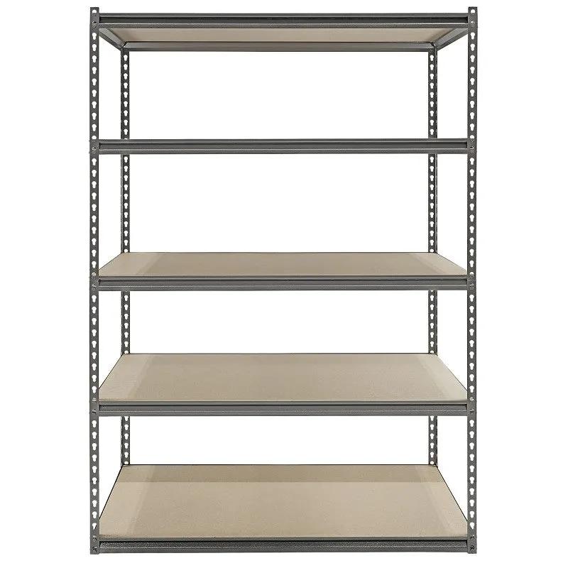 ProSource 310-ORG2505W Boltless Shelving Unit with Particle Boards, 4000 lb, 5-Shelf, 48 in OAW, 24 in OAD, 72 in OAH