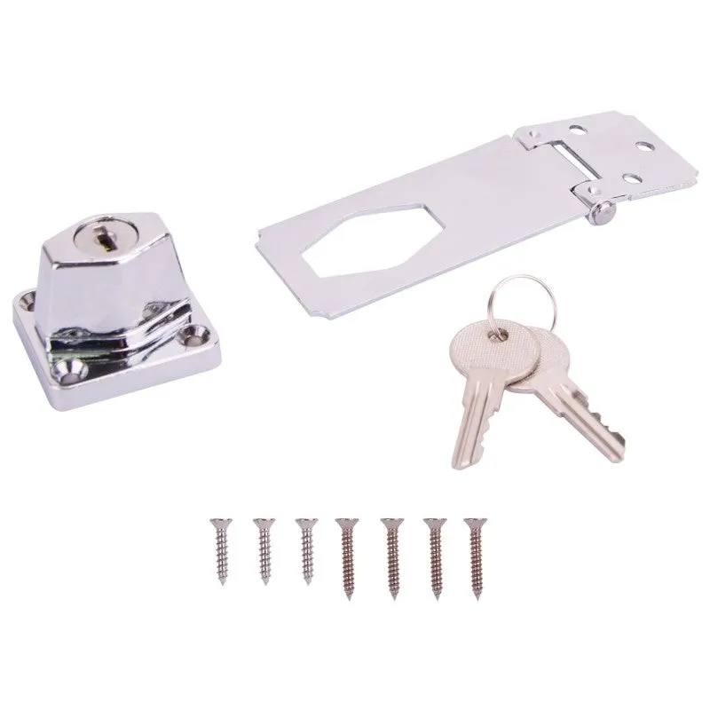 ProSource 807355-BC3L-PS Safety Hasp, 3-1/2 in L, 3-1/2 in W, Steel, Chrome