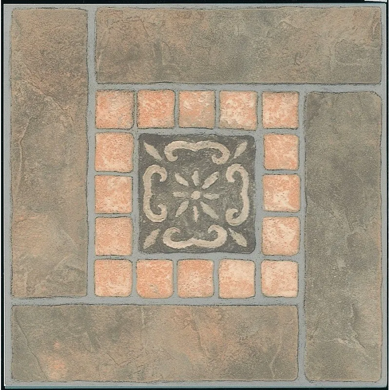 ProSource CL3267 Vinyl Floor Tile, 12 in L Tile, 12 in W Tile, Square Edge, Slate Inlay