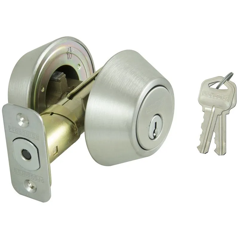 ProSource D262-RU5B Deadbolt, 3 Grade, Stainless Steel, 2-3/8 to 2-3/4 in Backset, KW1 Keyway (Pack of 3)