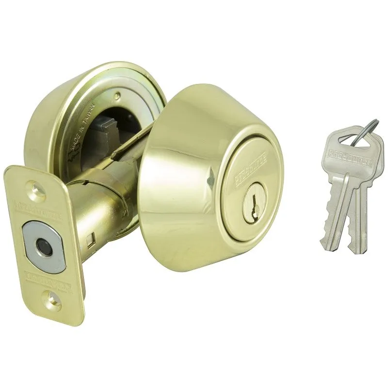 ProSource D272-RU5B Deadbolt, 3 Grade, Polished Brass, 2-3/8 to 2-3/4 in Backset, KW1 Keyway (Pack of 3)