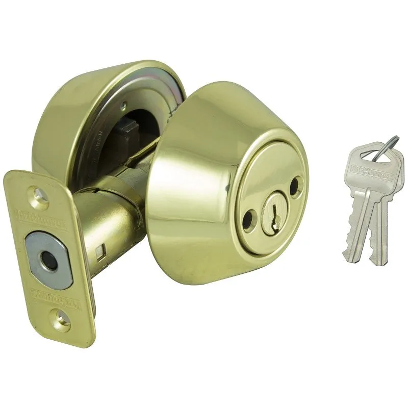 ProSource D272-RU5V Deadbolt, 3 Grade, Polished Brass, 2-3/8 to 2-3/4 in Backset, KW1 Keyway (Pack of 3)