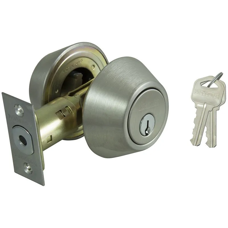 ProSource DB62V-PS Deadbolt, 3 Grade, Stainless Steel, 2-3/8 to 2-3/4 in Backset, KW1 Keyway (Pack of 3)