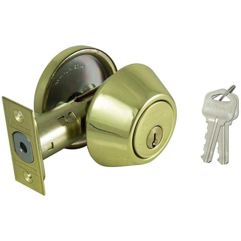 ProSource DB71V-PS Deadbolt, 3 Grade, Polished Brass, 2-3/8 to 2-3/4 in Backset, KW1 Keyway (Pack of 3)