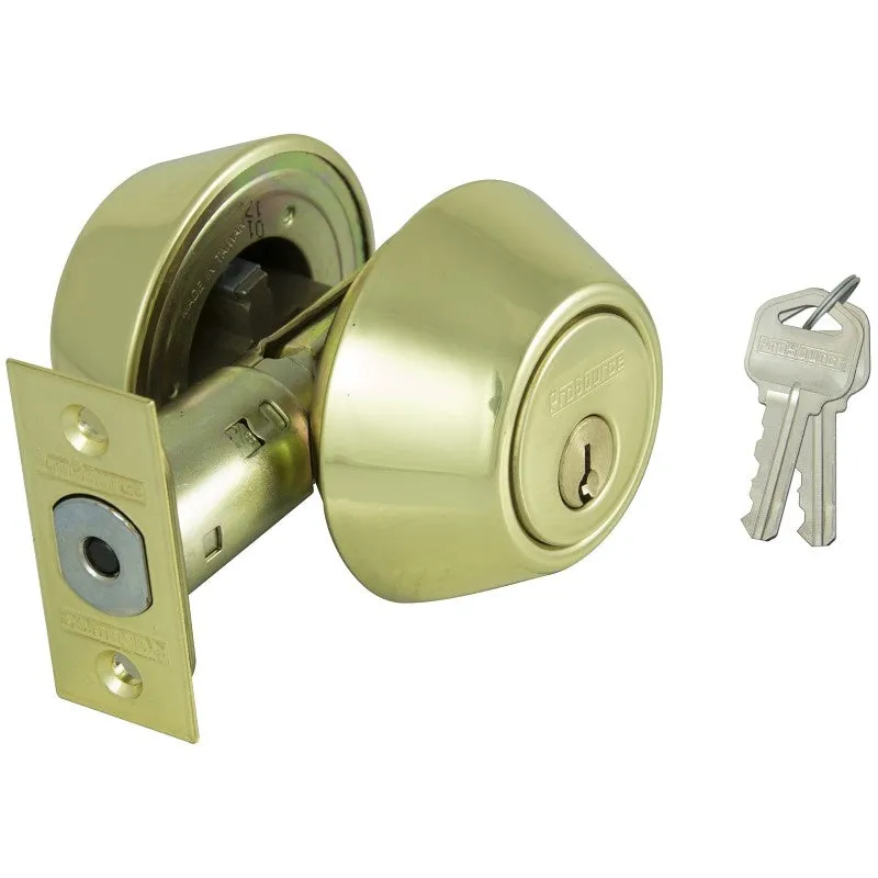 ProSource DB72V-PS Deadbolt, 3 Grade, Polished Brass, 2-3/8 to 2-3/4 in Backset, KW1 Keyway (Pack of 3)