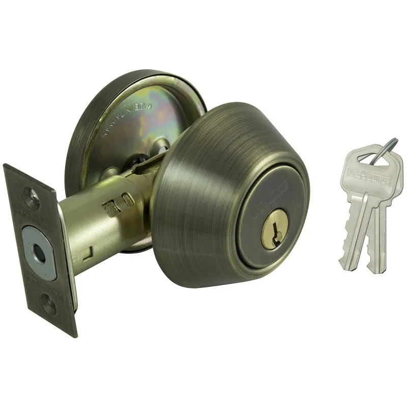 ProSource DB81V-PS Deadbolt, 3 Grade, Antique Brass, 2-3/8 to 2-3/4 in Backset, KW1 Keyway, 1-3/8 to 1-3/4 in Thick Door (Pack of 3)