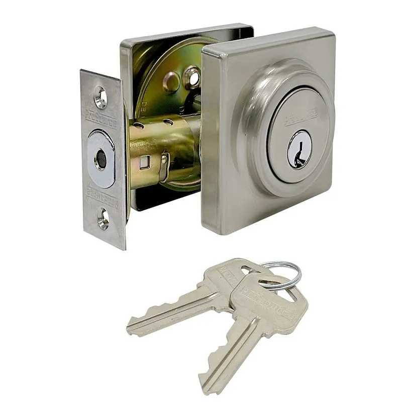 ProSource DD9 Series DD9X22-SP5V24 Deadbolt, 3 Grade, Brass Key , Metal, Satin Nickel, 2-3/8, 2-3/4 in Backset (Pack of 3)