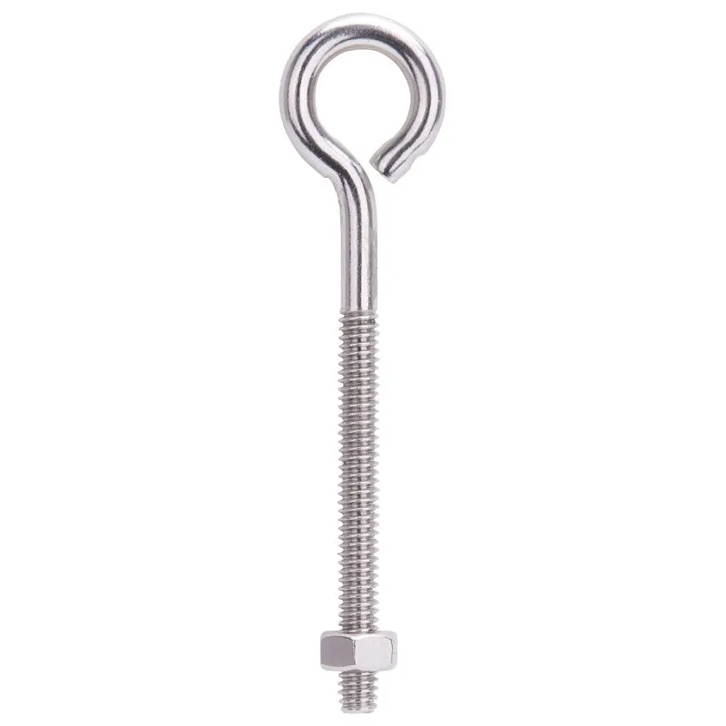 ProSource LR295 Eye Bolt, 6 mm Thread, Machine Thread, 2-1/4 in L Thread, 15/16 Dia Eye, 182 lb Working Load (Pack of 10)