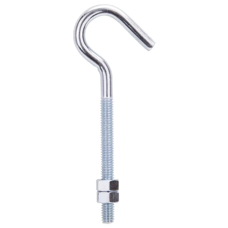 ProSource LR325 Hook Bolt, 7.8 mm Thread, 2-7/8 in L Thread, 5 in L, Steel, Zinc (Pack of 10)