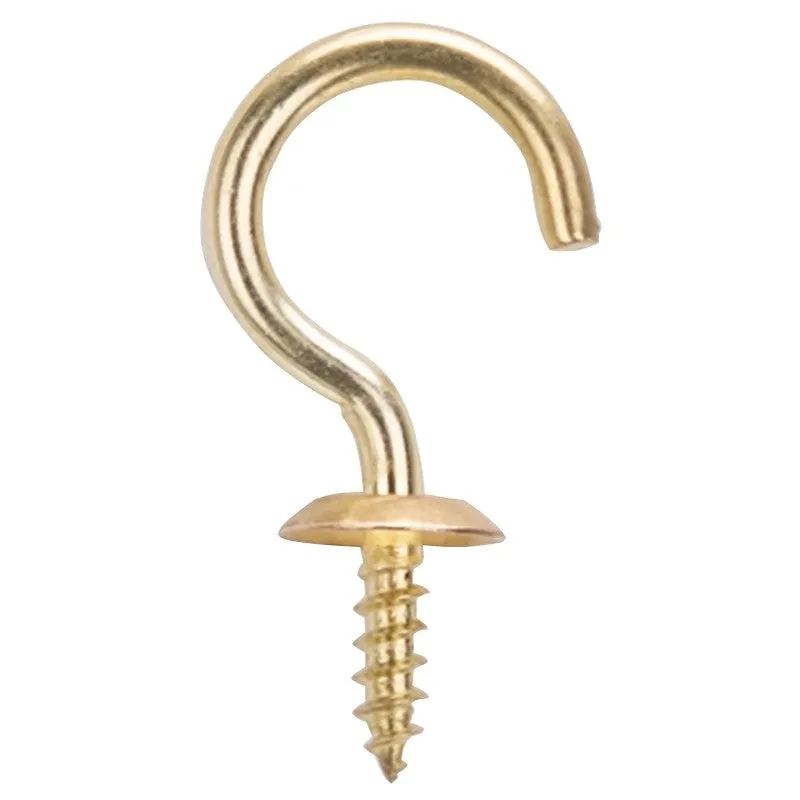 ProSource LR394 Cup Hook, 1/2 in Opening, 5 mm Thread, 1-1/4 in L, Brass, Brass (Pack of 20)