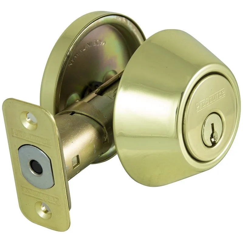 ProSource Signature Series D271-RU5B Deadbolt, 3 Grade, Polished Brass, 2-3/8, 2-3/4 in Backset, KW1 Keyway (Pack of 3)
