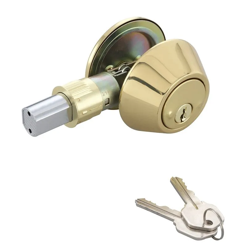 ProSource Signature Series T-D101PB Deadbolt, 3 Grade, Polished Brass, 2-3/8, 2-3/4 in Backset, KW1 Keyway (Pack of 3)
