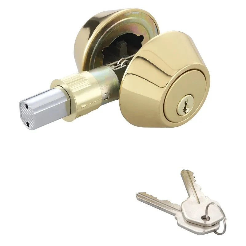 ProSource T-D102PB Deadbolt, 3 Grade, Polished Brass, 2-3/8 to 2-3/4 in Backset, KW1 Keyway (Pack of 3)