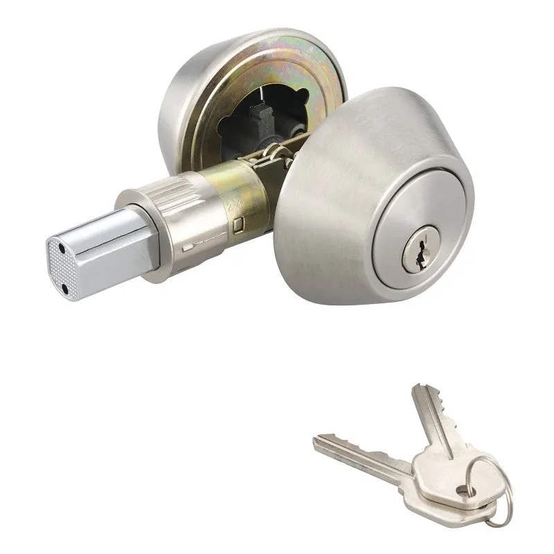 ProSource T-D102SS Deadbolt, 3 Grade, Stainless Steel, 2-3/8 to 2-3/4 in Backset, KW1 Keyway (Pack of 3)